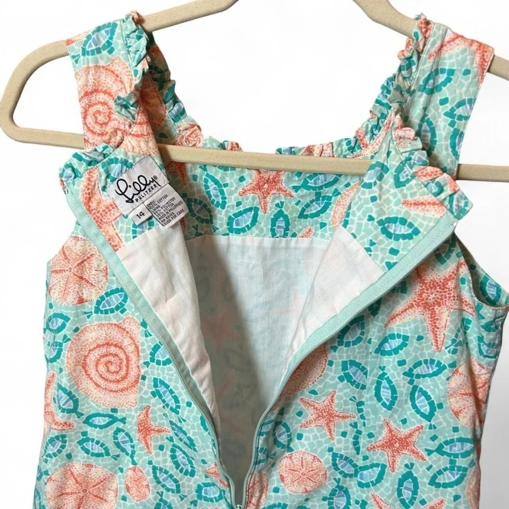 Vintage Lilly Pulitzer Girls Dress 🌊 Seashell Print Size 14